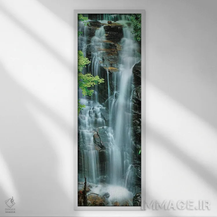 تابلو آبشار عمودی I اثر جیمز مکلافلین - نمای قابدار سفید