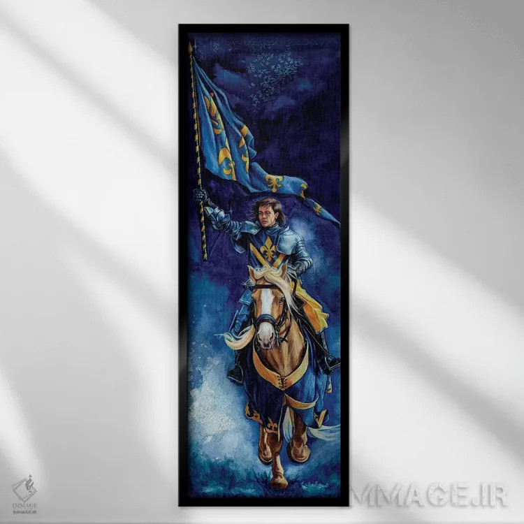 تابلو نیزهدار (اسبدار مبارزات سنتی) اثر جین استار ویلز - نمای قابدار مشکی