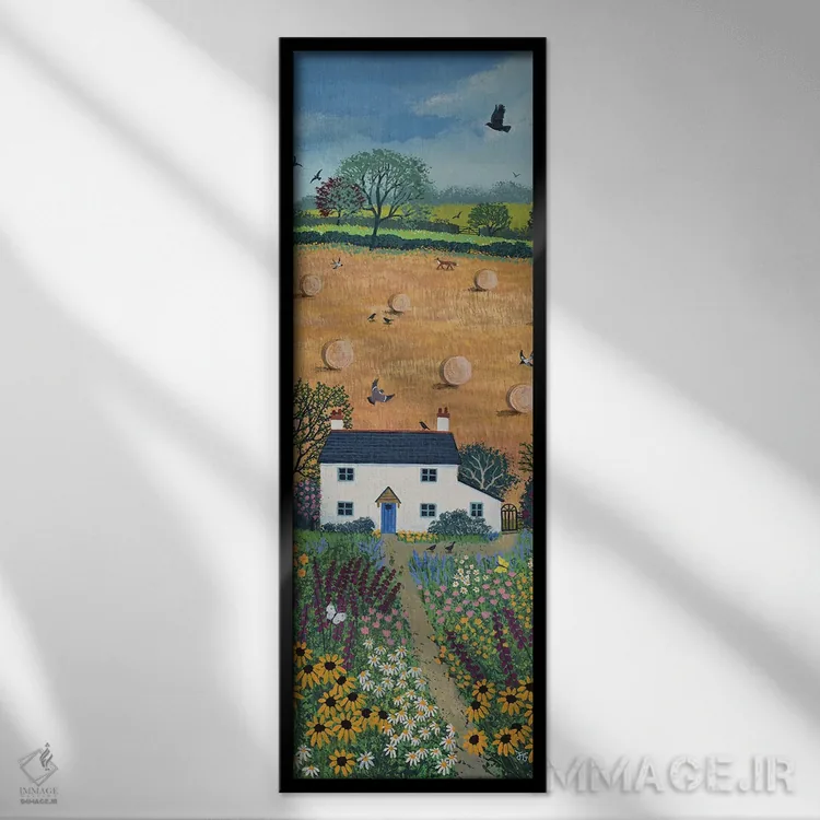 تابلو کلبه برداشت محصول اثر جو گراندی - نمای قابدار مشکی