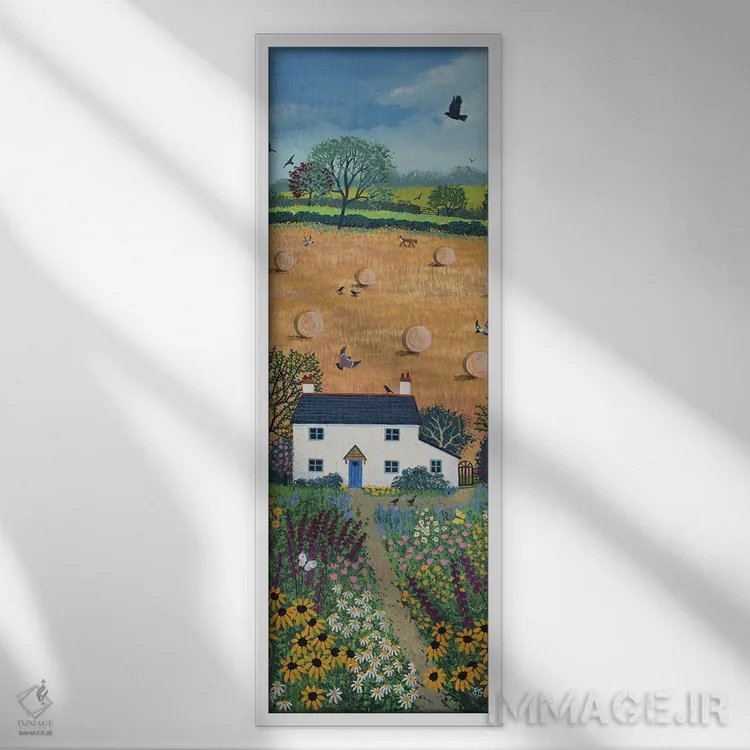 تابلو کلبه برداشت محصول اثر جو گراندی - نمای قابدار سفید