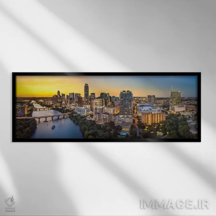 تابلو خط افق آستین پس از غروب اثر عکاسی جاناتان راس - نمای قابدار مشکی