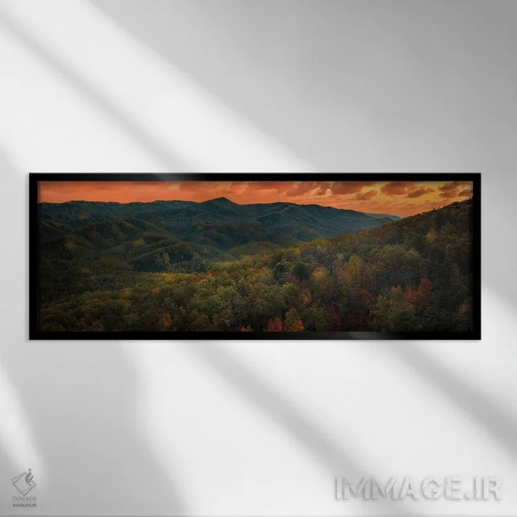 تابلو غروب در اسموکیز اثر عکاسی جاناتان راس - نمای قابدار مشکی