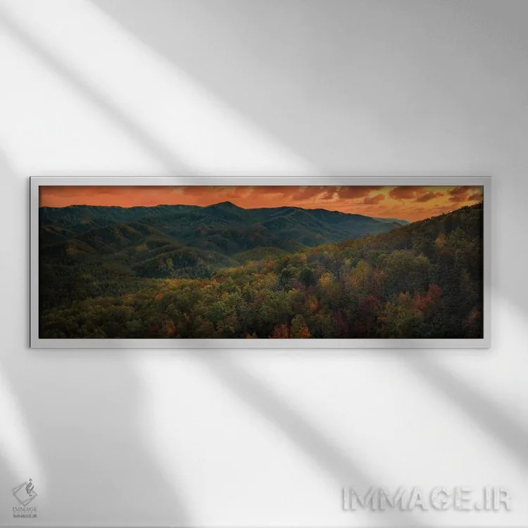 تابلو غروب در اسموکیز اثر عکاسی جاناتان راس - نمای قابدار سفید