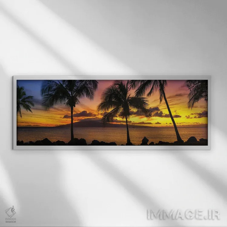 تابلو غروب نخلها اثر عکاسی جاناتان راس - نمای قابدار سفید