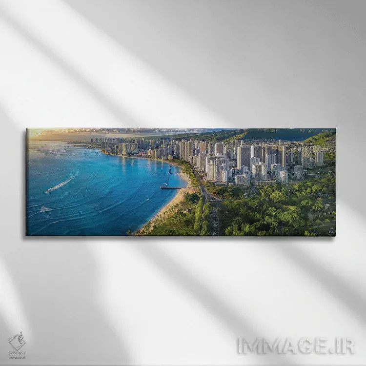 تابلو غروب در هونولولو اثر عکاسی جاناتان راس - نمای روبهرو روی دیوار