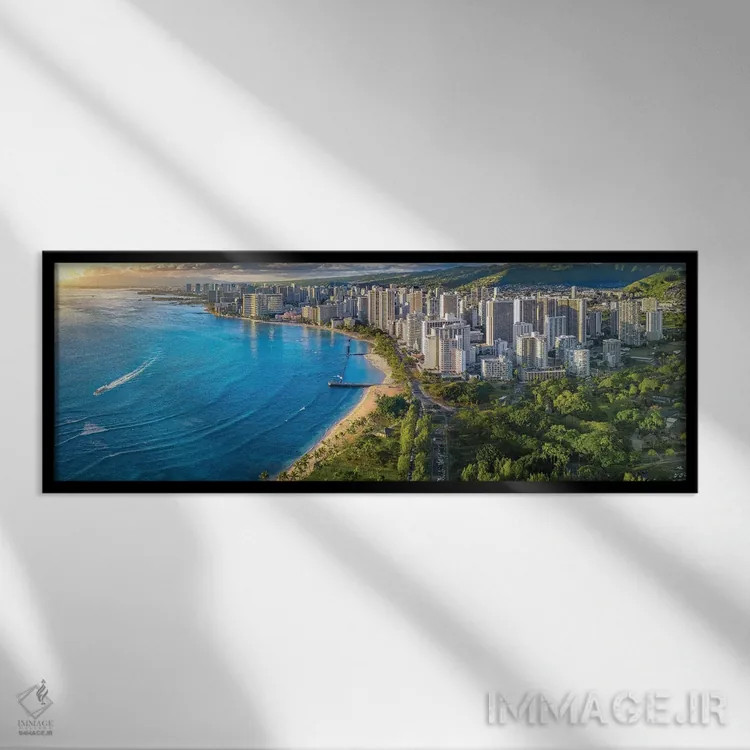 تابلو غروب در هونولولو اثر عکاسی جاناتان راس - نمای قابدار مشکی