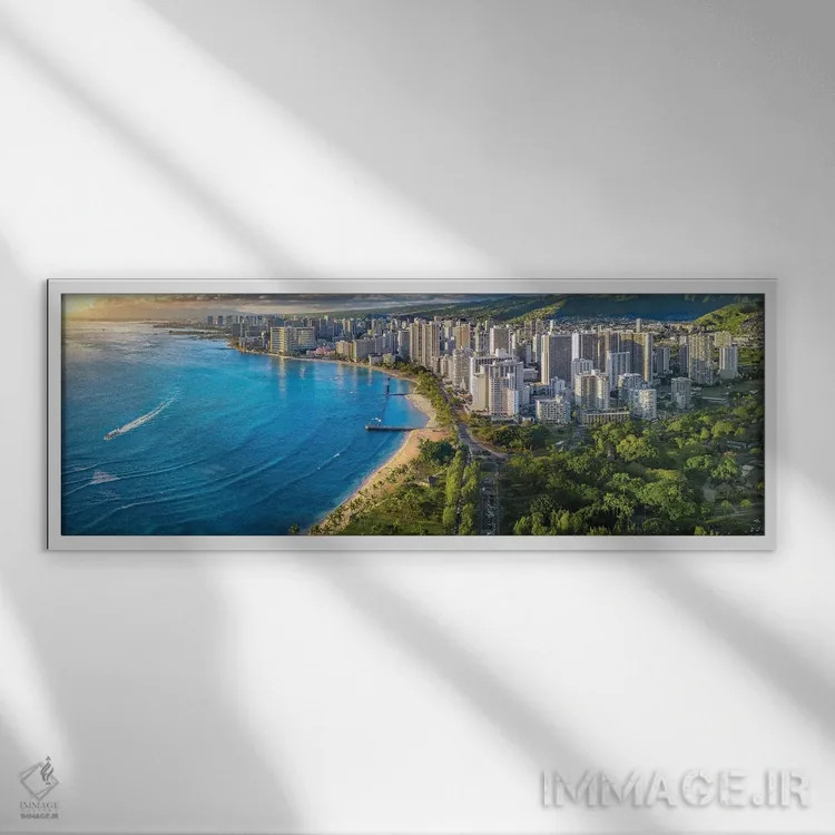 تابلو غروب در هونولولو اثر عکاسی جاناتان راس - نمای قابدار سفید