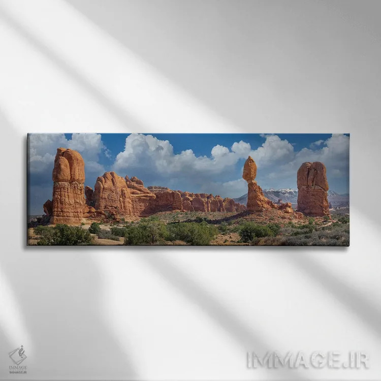 تابلو پانورامای صخره متوازن اثر عکاسی جاناتان راس - نمای روبهرو روی دیوار