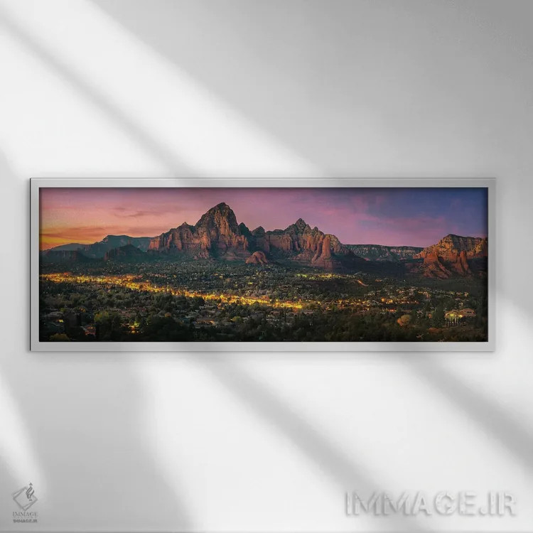 تابلو غروب آفتاب در سدونا آریزونا اثر عکاسی جاناتان راس - نمای قابدار سفید