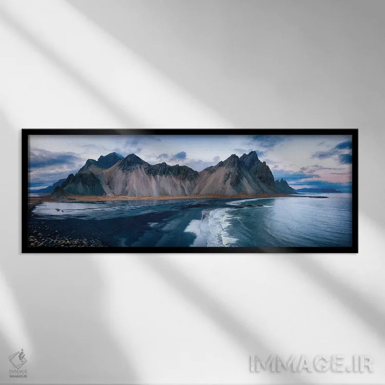 تابلو Iceland,چشمانداز گسترده وستراهورن، ایسلند اثر جین ریکس - نمای قابدار مشکی