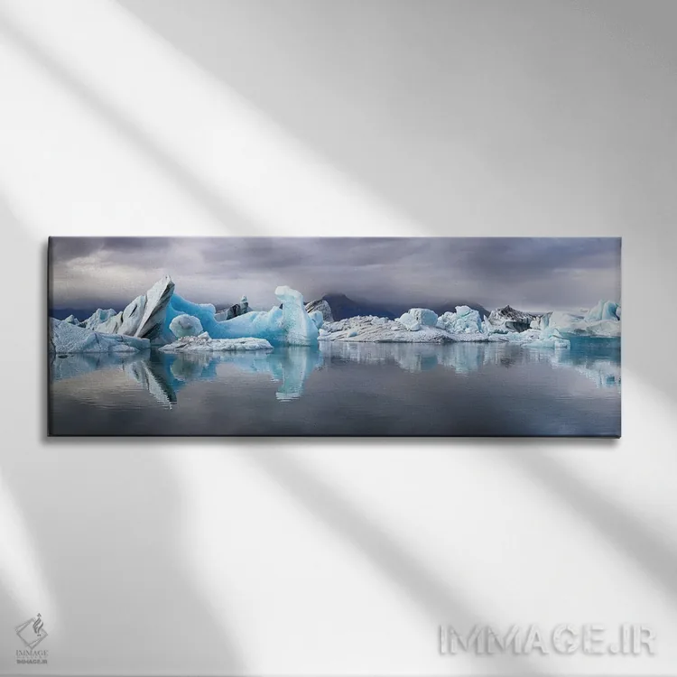 تابلو Iceland,نمای گسترده از تالاب یخچالی جوکولسارلون، ایسلند اثر جین ریکس - نمای روبهرو روی دیوار