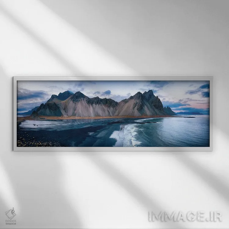 تابلو Iceland,چشمانداز گسترده وستراهورن، ایسلند اثر جین ریکس - نمای قابدار سفید
