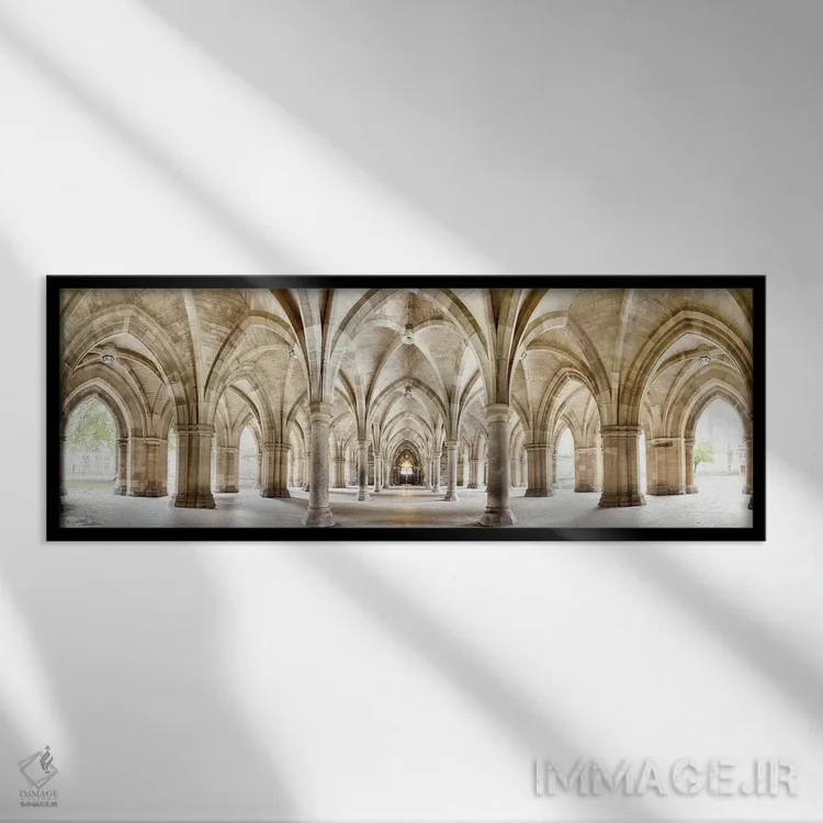 تابلو منظره کلی کلاستر دانشگاه گلاسگو اثر جین ریکس - نمای قابدار مشکی