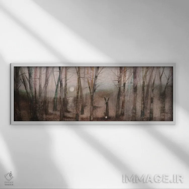 تابلو تماشای ماه اثر جو رام - نمای قابدار سفید