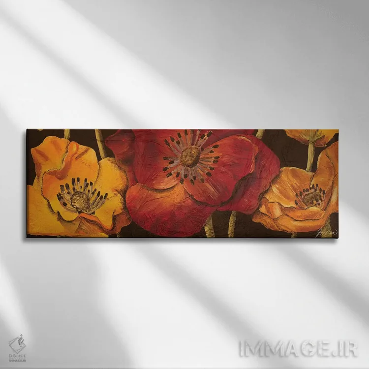 تابلو شقایقهای درخشان اول (زمینه سیاه) اثر جوزفینا - نمای روبهرو روی دیوار