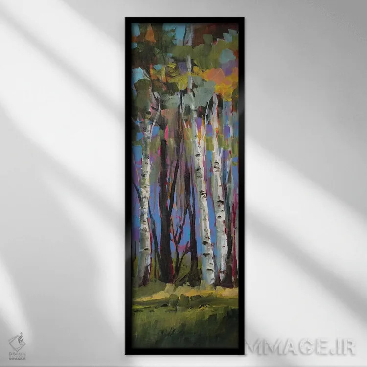 تابلو درختان توس اثر جین اسلیوکا - نمای قابدار مشکی