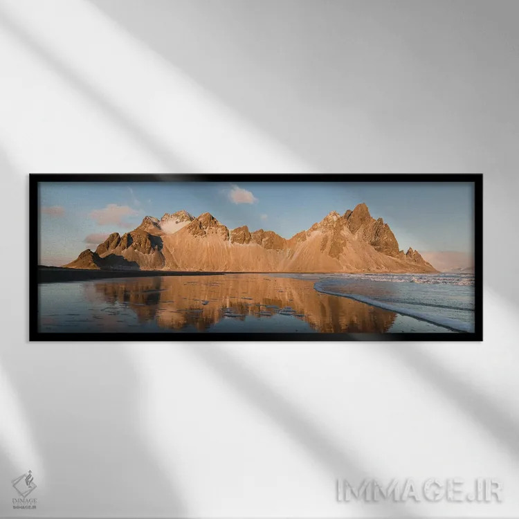 تابلو کوه طلایی اثر جو شاتر - نمای قابدار مشکی