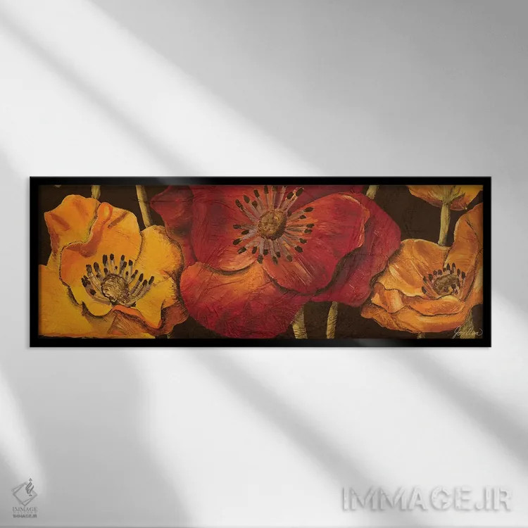 تابلو شقایقهای درخشان اول (زمینه سیاه) اثر جوزفینا - نمای قابدار مشکی