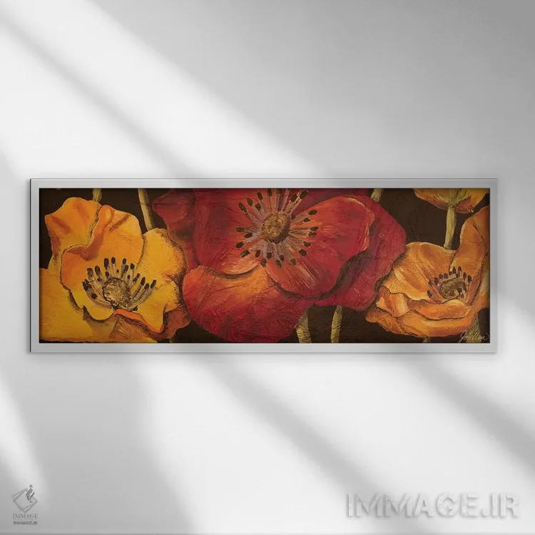 تابلو شقایقهای درخشان اول (زمینه سیاه) اثر جوزفینا - نمای قابدار سفید