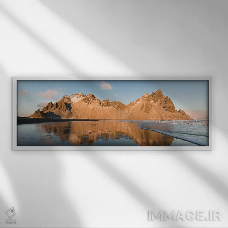 تابلو کوه طلایی اثر جو شاتر - نمای قابدار سفید