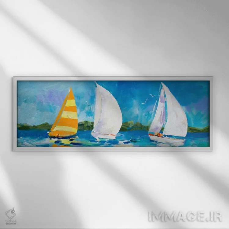 تابلو مسابقه قایقرانی II اثر جین اسلیوکا - نمای قابدار سفید