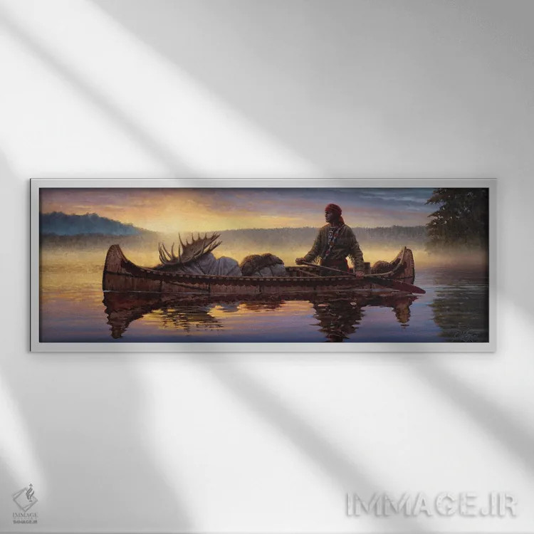 تابلو کوهنورد جنگل (ماجراجوی فرانسوی کانادایی) اثر جو ولاسکز - نمای قابدار سفید