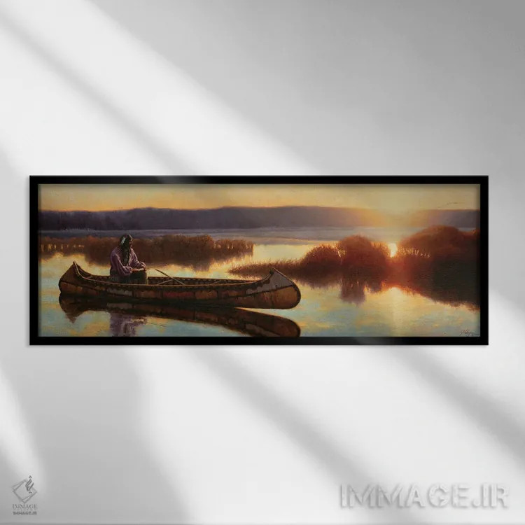 تابلو سپیدهدم اوجیبوئی (قوم بومی آمریکای شمالی) اثر جو ولاسکز - نمای قابدار مشکی