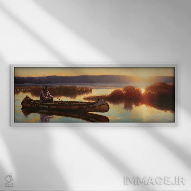 تابلو سپیدهدم اوجیبوئی (قوم بومی آمریکای شمالی) اثر جو ولاسکز - نمای قابدار سفید