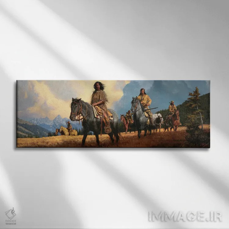 تابلو راه شوشون (قوم بومی شوشون) اثر جو ولاسکز - نمای روبهرو روی دیوار