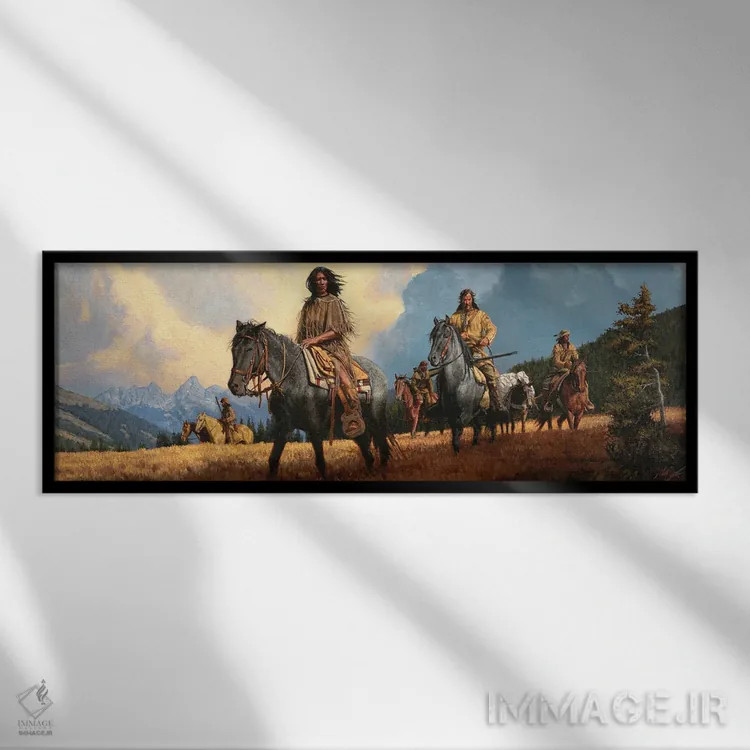 تابلو راه شوشون (قوم بومی شوشون) اثر جو ولاسکز - نمای قابدار مشکی