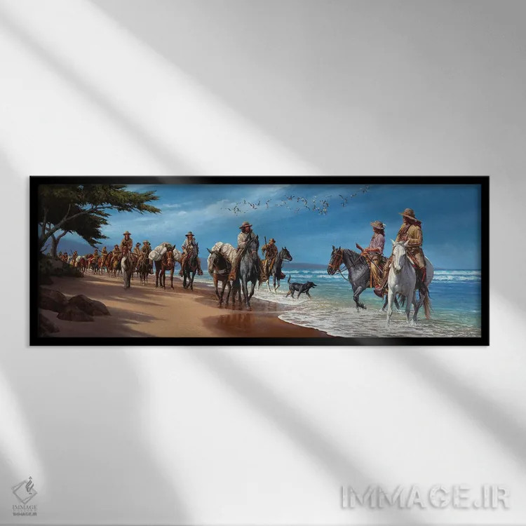 تابلو آنها به اقیانوس آرام رسیدند اثر جو ولاسکز - نمای قابدار مشکی