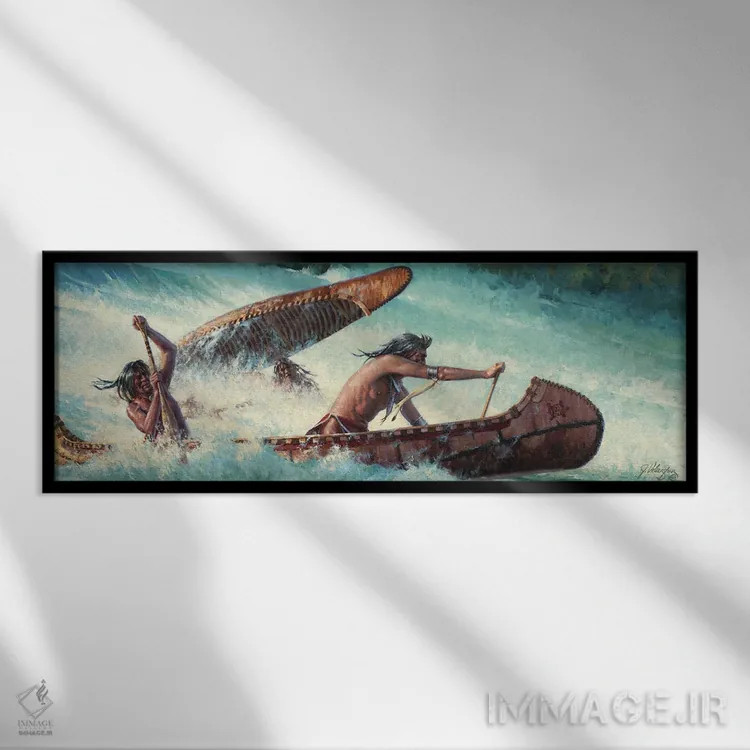 تابلو مسابقهٔ آبهای خروشان اثر جو ولاسکز - نمای قابدار مشکی