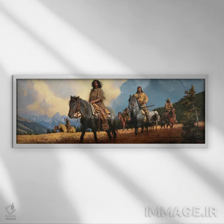 تابلو راه شوشون (قوم بومی شوشون) اثر جو ولاسکز - نمای قابدار سفید