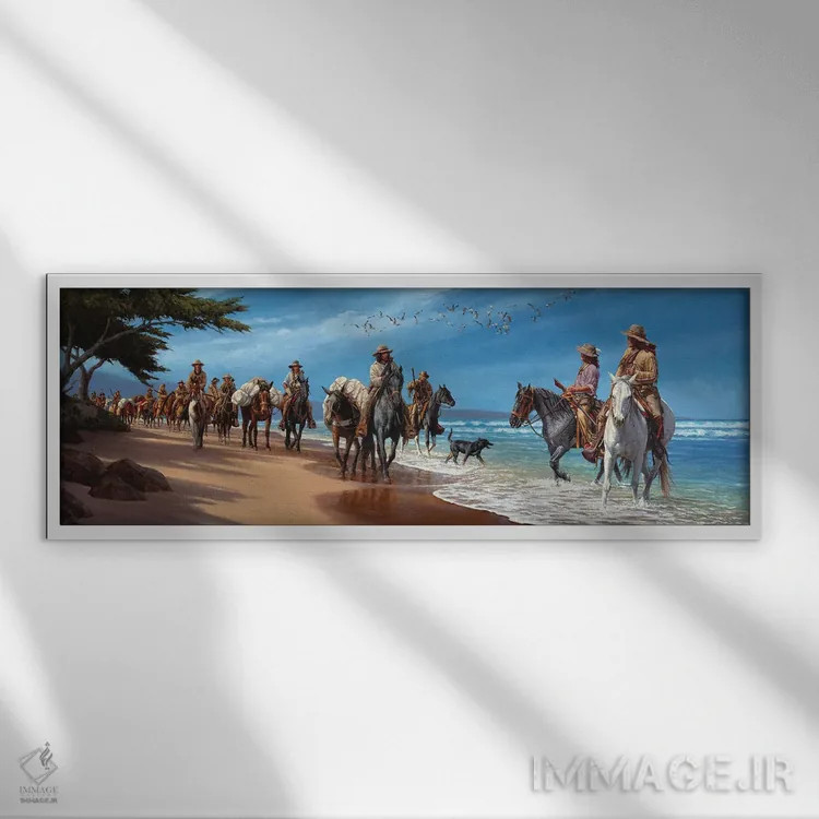 تابلو آنها به اقیانوس آرام رسیدند اثر جو ولاسکز - نمای قابدار سفید