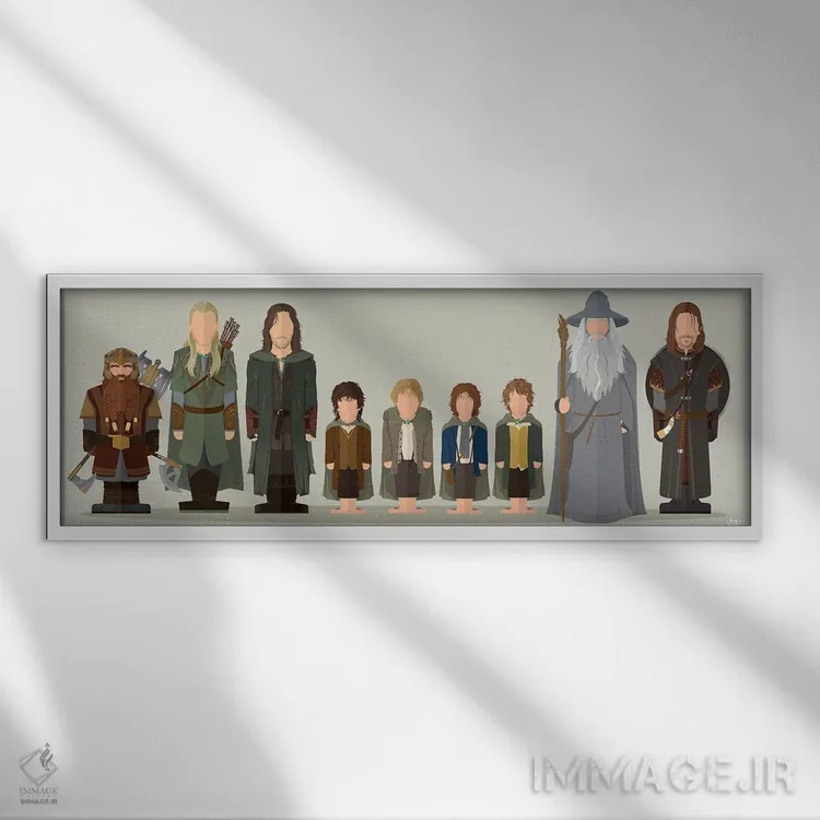 تابلو یاران حلقه اثر جوبی داو - نمای قابدار سفید