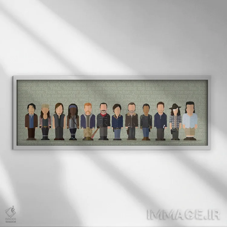تابلو صف نگان واکینگ دد (مجموعه تلویزیونی مردگان متحرک) اثر جوبی داو - نمای قابدار سفید
