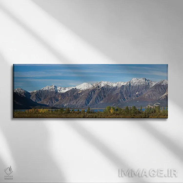 تابلو کانادا، یوکان. نمای پانورامیک رشتهکوه سنت الیاس و دریاچه کلوانه اثر جینز گالری (گالری هنری/عکس) - نمای روبهرو روی دیوار