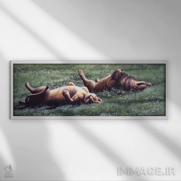 تابلو شیرهای هماهنگ اثر جرمی پاول - نمای قابدار سفید