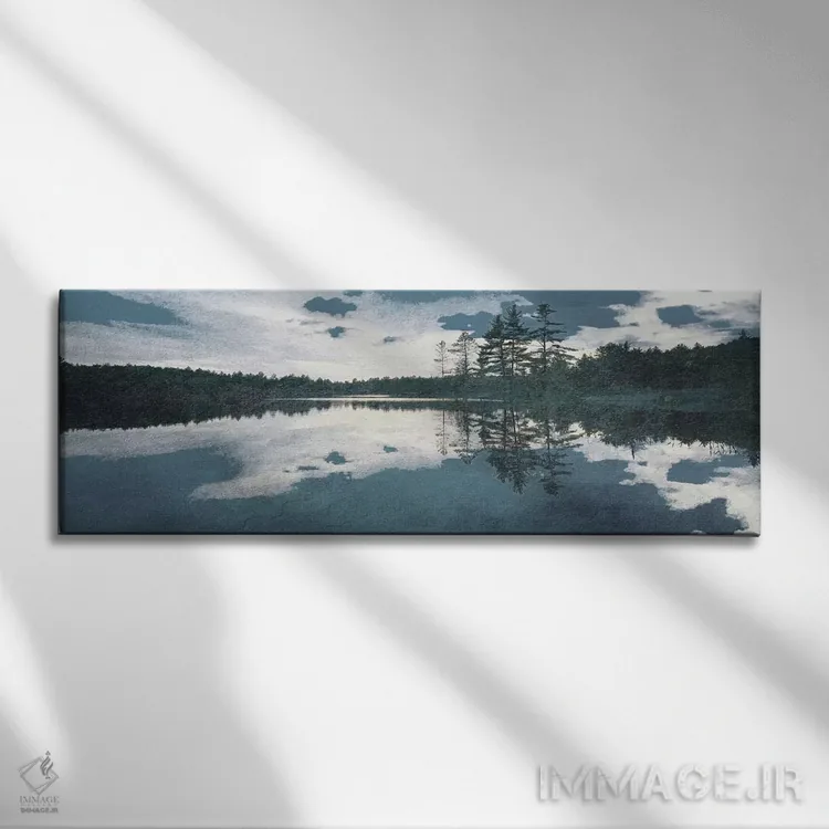 تابلو دریاچهٔ کوهستانی اثر کیمبرلی آلن - نمای روبهرو روی دیوار