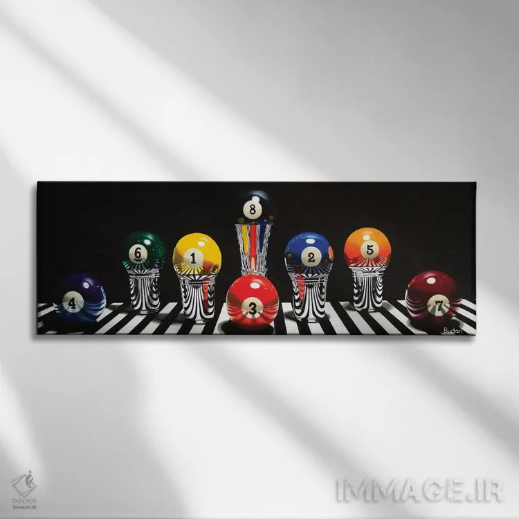 تابلو ضربههای بیلیارد اثر کارن بودن - نمای روبهرو روی دیوار