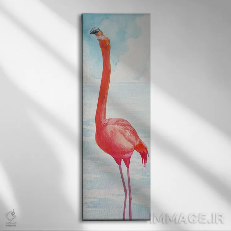 تابلو فلامینگو صورتی اثر کارینا دانیلچوک - نمای روبهرو روی دیوار