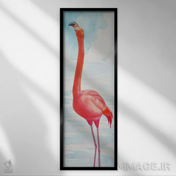 تابلو فلامینگو صورتی اثر کارینا دانیلچوک - نمای قابدار مشکی