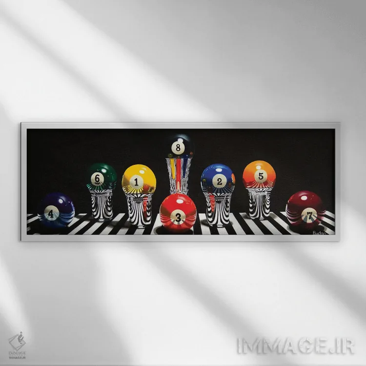 تابلو ضربههای بیلیارد اثر کارن بودن - نمای قابدار سفید