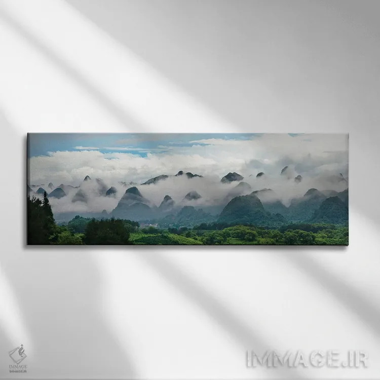 تابلو Xingping, Yangshuo, Guangxi, China,تپههای آهکی در مه، شینگپینگ، یانگشو، گوانگشی، چین اثر کرن سو - نمای روبهرو روی دیوار