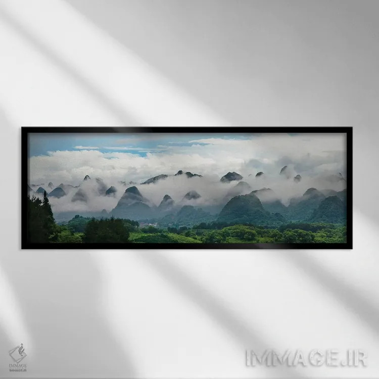 تابلو Xingping, Yangshuo, Guangxi, China,تپههای آهکی در مه، شینگپینگ، یانگشو، گوانگشی، چین اثر کرن سو - نمای قابدار مشکی