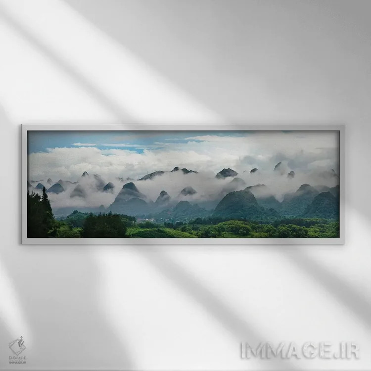 تابلو Xingping, Yangshuo, Guangxi, China,تپههای آهکی در مه، شینگپینگ، یانگشو، گوانگشی، چین اثر کرن سو - نمای قابدار سفید