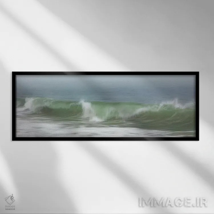 تابلو ساحل سرفساید در مه اثر کاترین ژاندرو - نمای قابدار مشکی