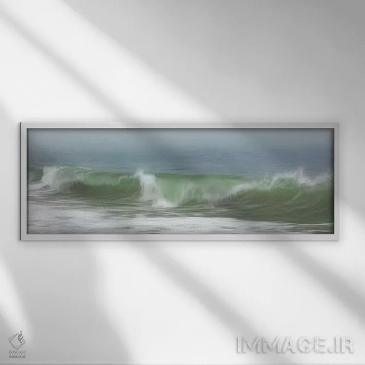 تابلو ساحل سرفساید در مه اثر کاترین ژاندرو - نمای قابدار سفید