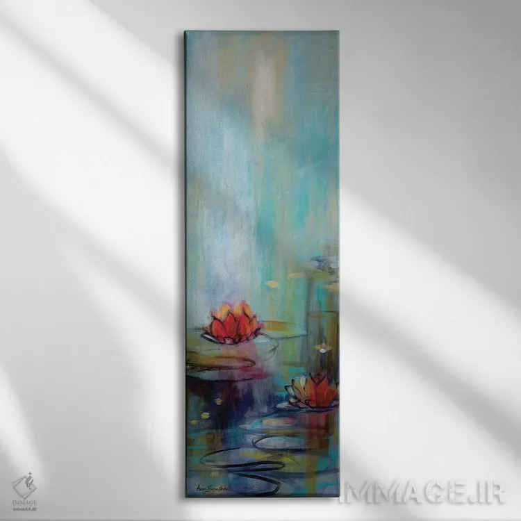 تابلو نیلوفر آبی ۱ اثر کارن لورنا پارکر - نمای روبهرو روی دیوار