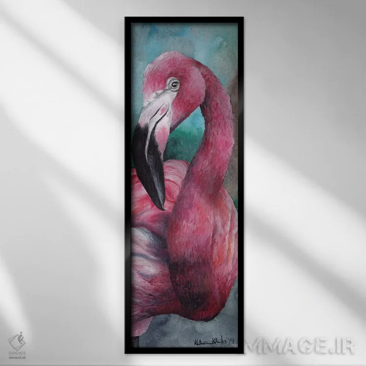 تابلو فلامینگو II اثر هنر و طراحی KAK (استودیو هنری) - نمای قابدار مشکی